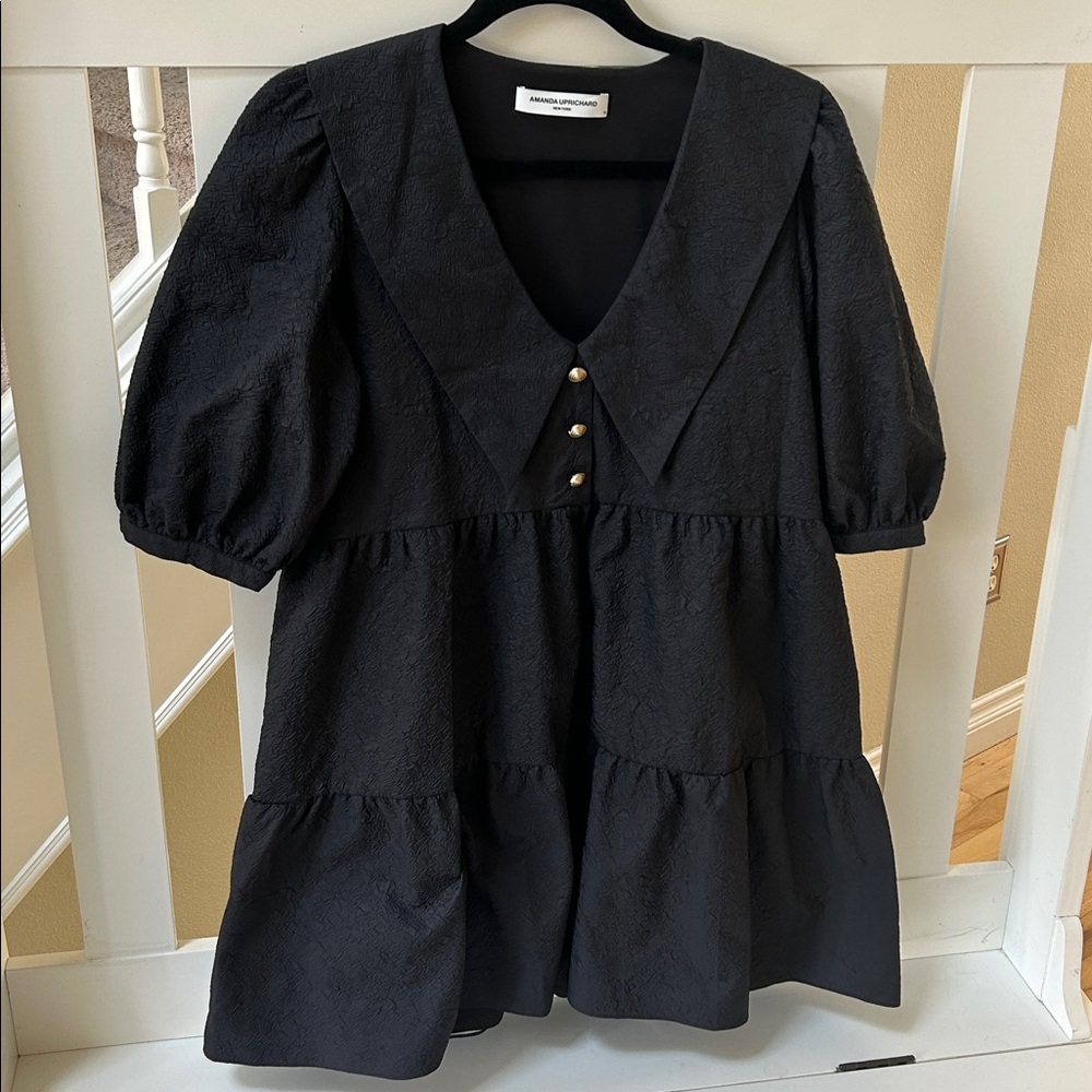 AMANDA UPRICHARD/ REVOLVE Evangeline dress in eclipse black puff sleeve - Picture 2 of 7